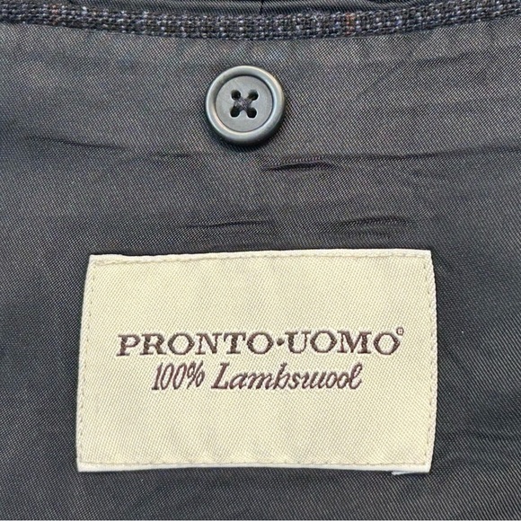 Pronto Uomo Lambswool 2-Button Windowpane Navy Plaid Sport Coat Blazer, Size 46R - Picture 11 of 13